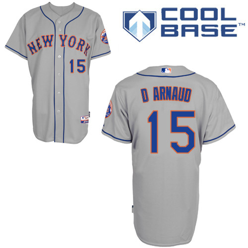 Travis d Arnaud #15 mlb Jersey-New York Mets Women's Authentic Road Gray Cool Base Baseball Jersey